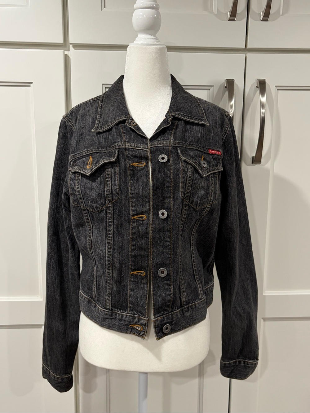 Y2K Guess Black Washed Cropped Denim Jacket